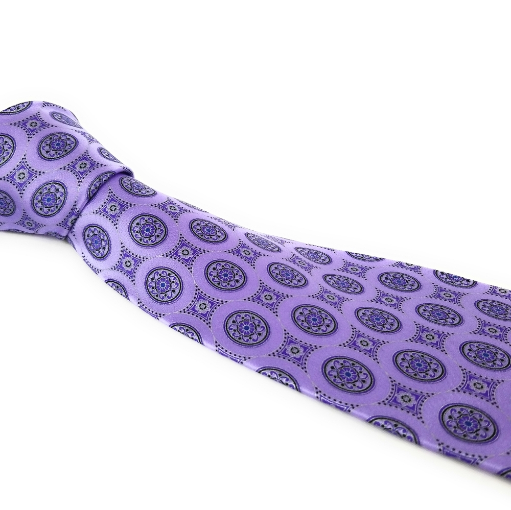 BRIONI Tie Lavender Violet Purple Medallion